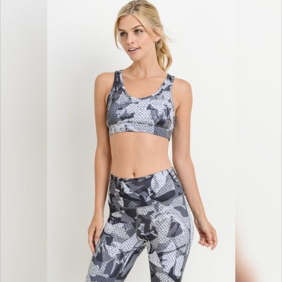 Monochrome Kaleidoscope Camo Sports Bra - Picture 6 of 7